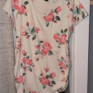 Oh Baby by Motherhood Pink and Cream Floral Blouse